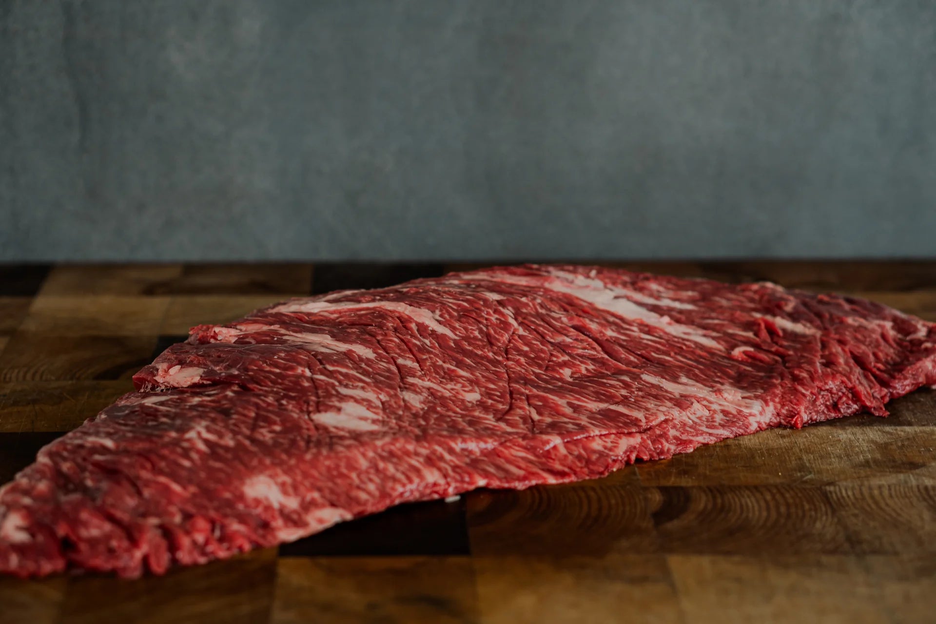 Wagyu bavette prepared for grilling